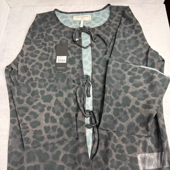 One Teaspoon Top Leopard Chiffon for Layering Black Gray Size S - Picture 10 of 12